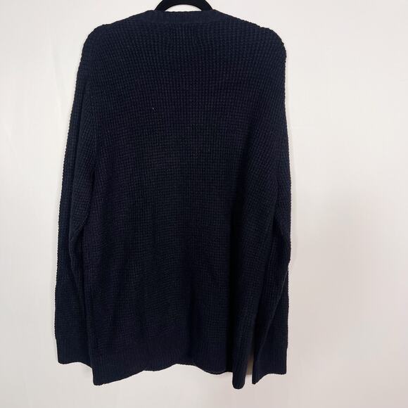 New Old Navy Mens Large L In The Navy Blue Cozy Kelly Waffle Sweater Crew Neck - Picture 2 of 8